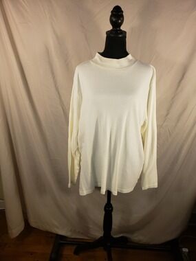 Kim Rogers Off-White Crew Neck Cotton Tee - 2X